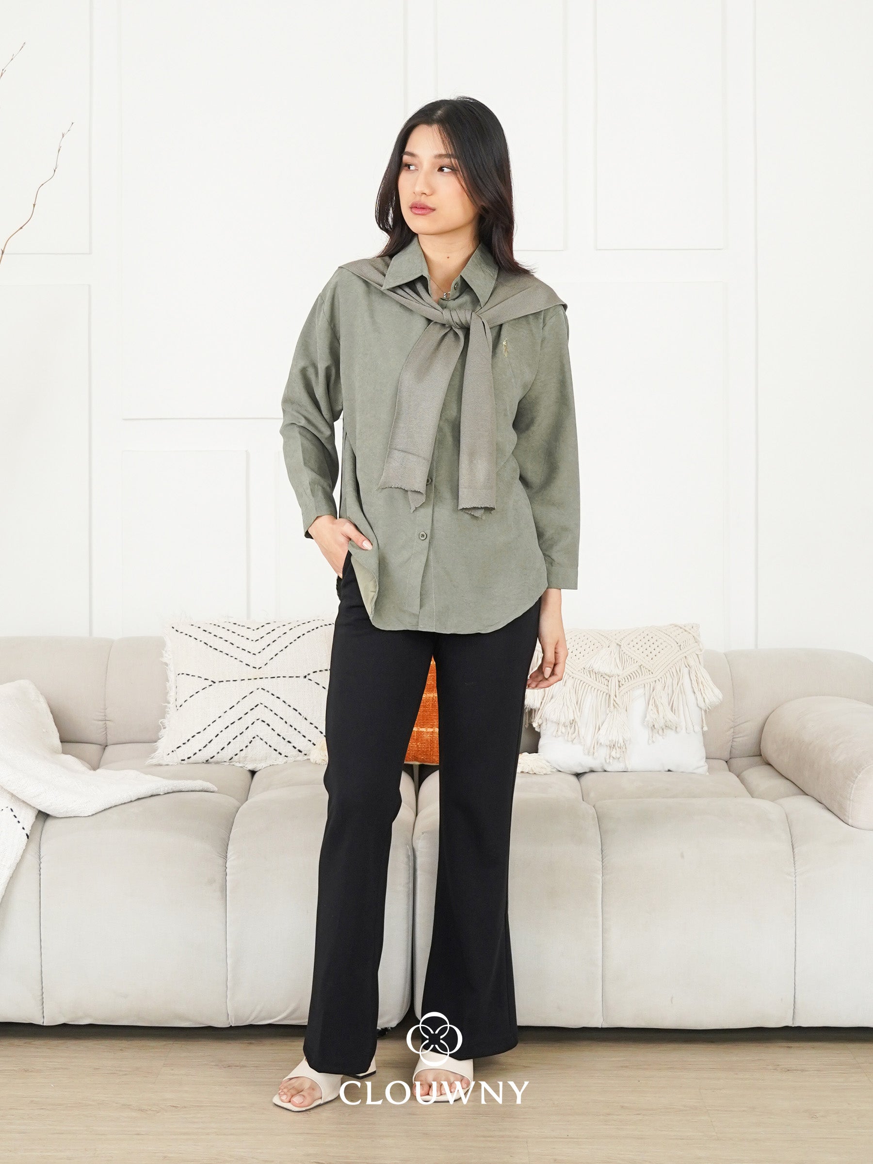 Cameron Scarf Shirt - Green